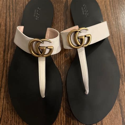 gucci marmont flat leather thong sandal|Gucci Marmont Leather Thong Sandals With Double G.